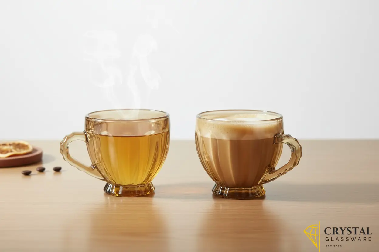 Elegant Bronze Brown Delisoga Glass Cup Set  6 Pcs Premium Heat-Resistant Tea & Coffee Cups 